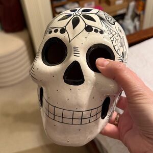 Decorative Black and White Sugar Skull Imported from Mexico